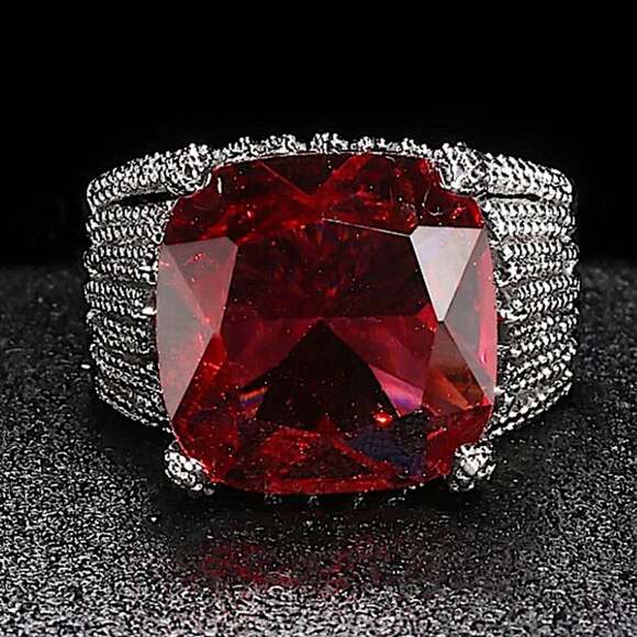 Sterling Silver Bague Ringen Ruby Ring - Picture 1 of 8